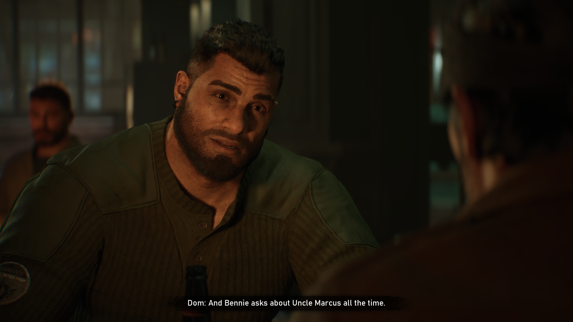 Dom talking to Marcus in Gears of War: E-Day
