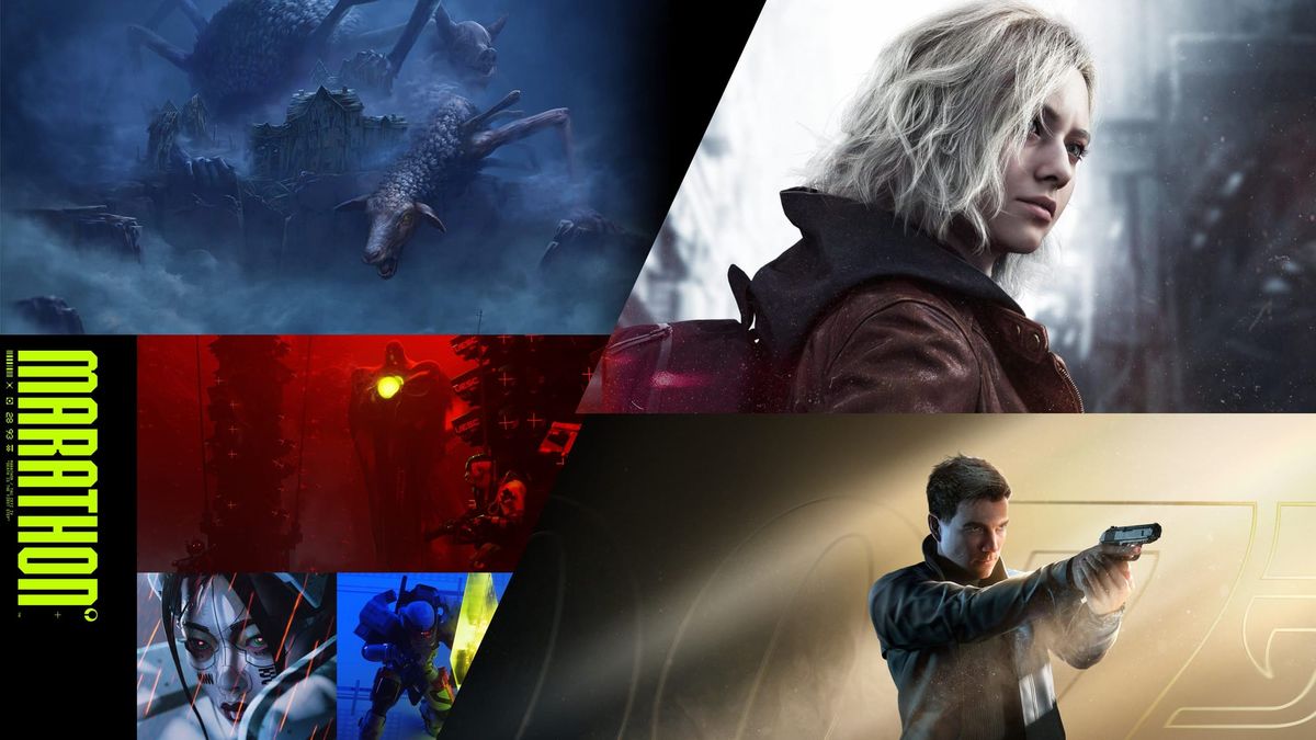 Key art for Marathon, Reanimal, Resident Evil Requiem, and 007 First Light