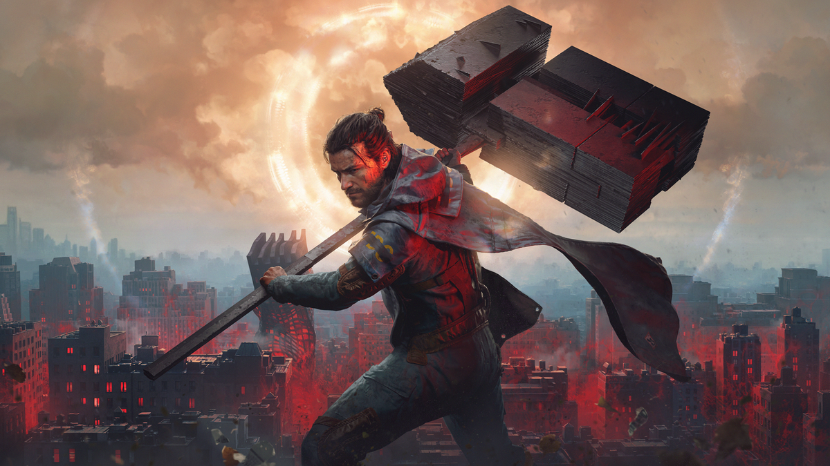 Key art for Control Resonant, showing Dylan Faden with the Abberant in the form of a hammer