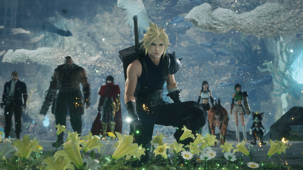 Cloud and other members of the party in Final Fantasy 7: Revelation