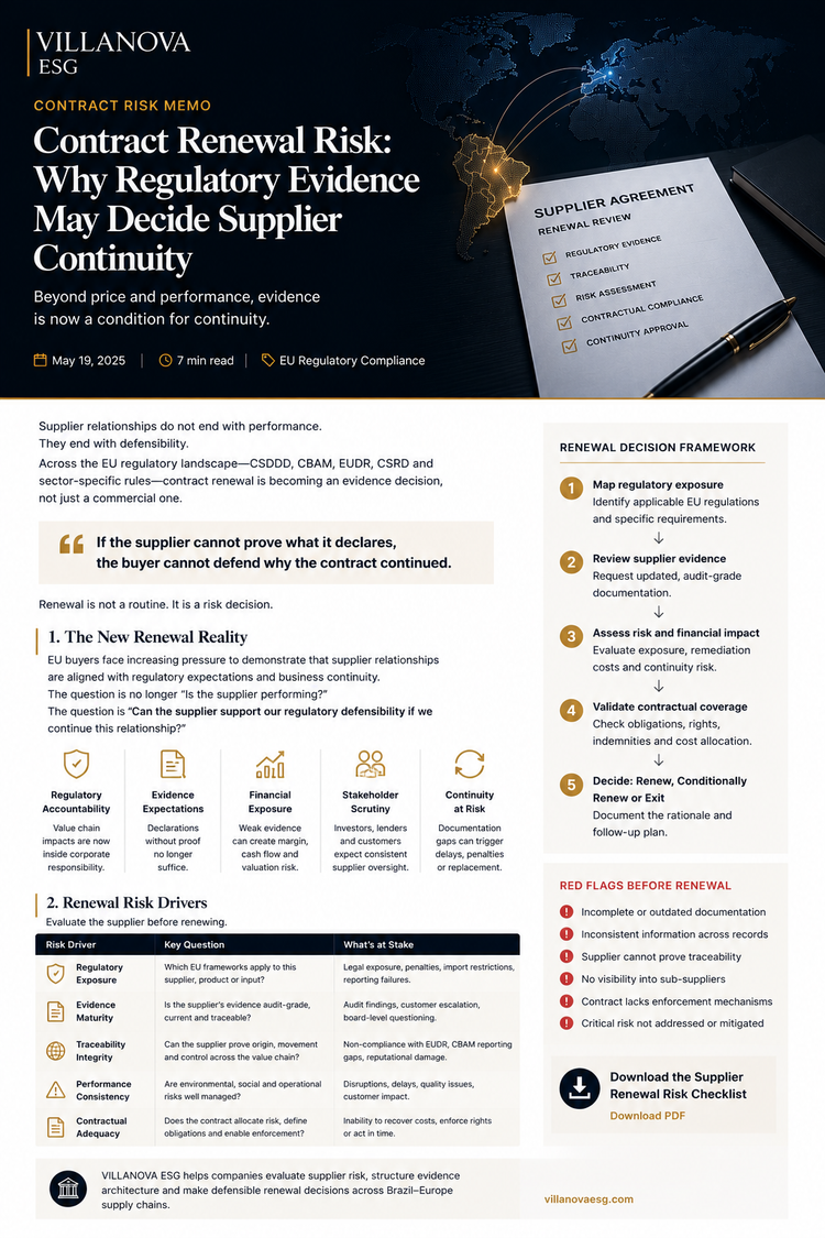Contract Renewal Risk: Why Regulatory Evidence May Decide Supplier Continuity