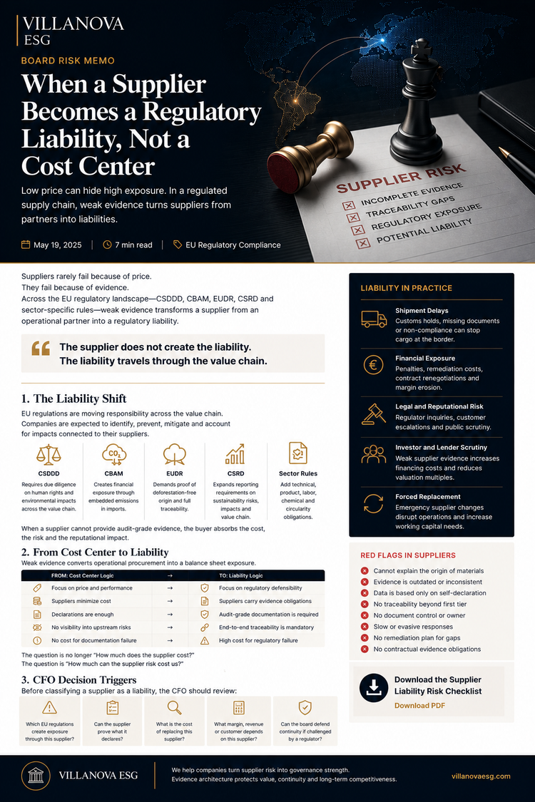 When a Supplier Becomes a Regulatory Liability, Not a Cost Center