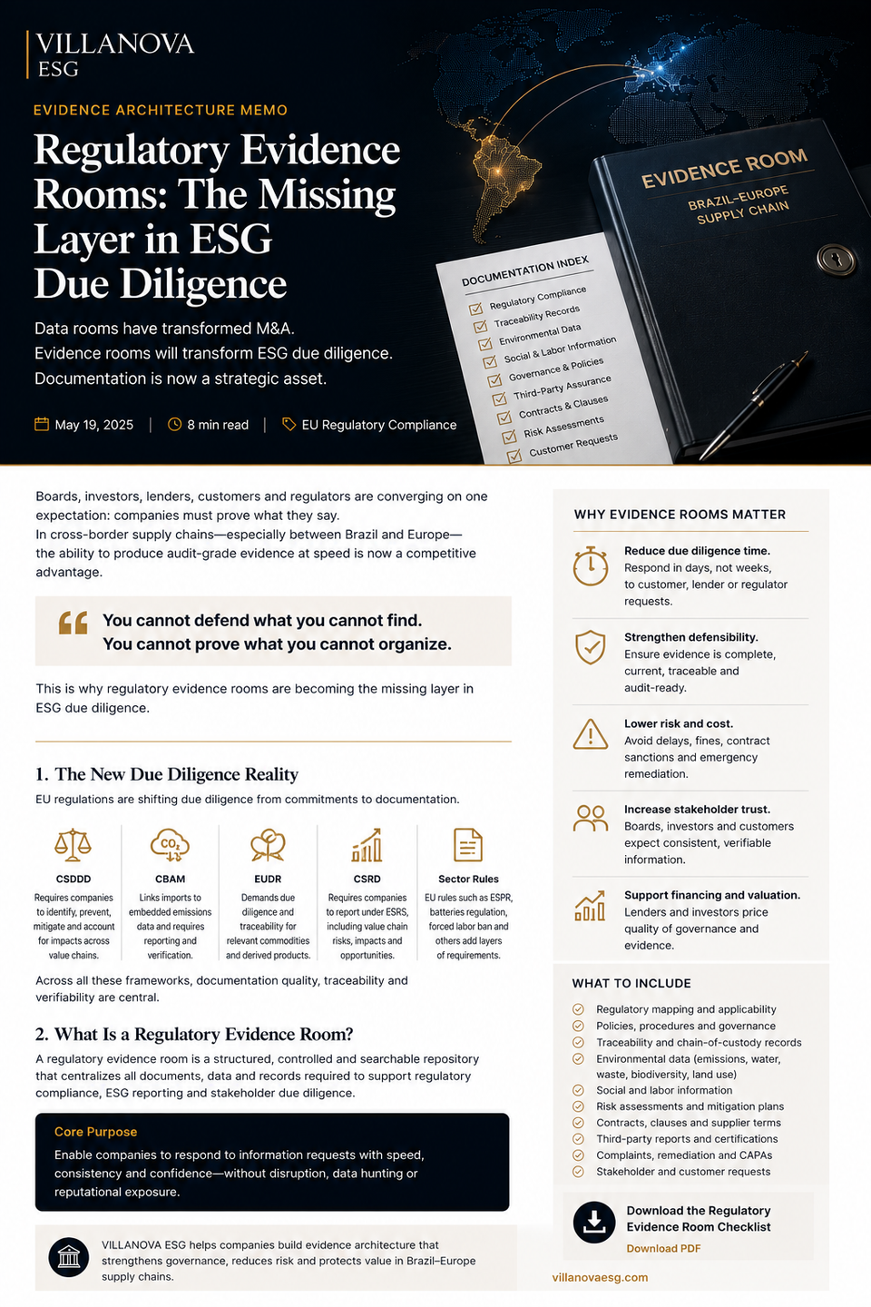 Regulatory Evidence Rooms: The Missing Layer in ESG Due Diligence