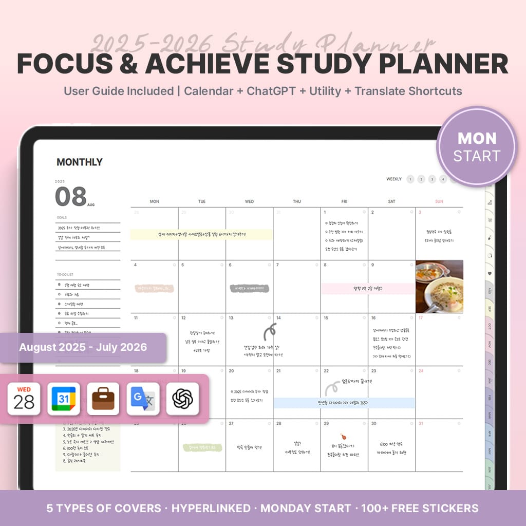 แพลนเนอร์สำหรับนักศึกษาและคนทำงาน Focus & Achieve Rainbow Study Planner