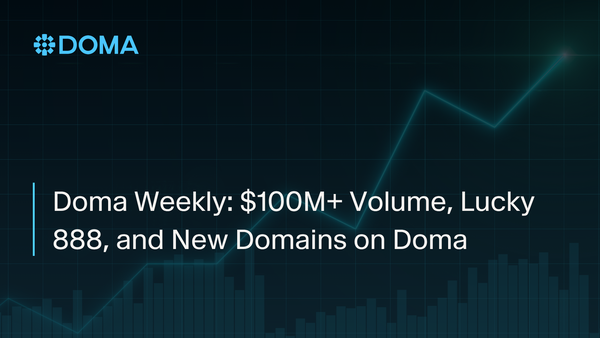 Doma Weekly: $100M+ Volume, Lucky 888, and New Domains on Doma