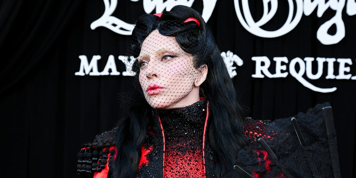 Lady Gaga Brings ’90s Theatrics to the <em>Mayhem Requiem</em> Premiere With a Look From McQueen’s Givenchy Reign