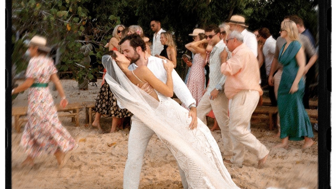 The Bride Wore Her Own Design to Her Barefoot Beach Wedding in Antigua