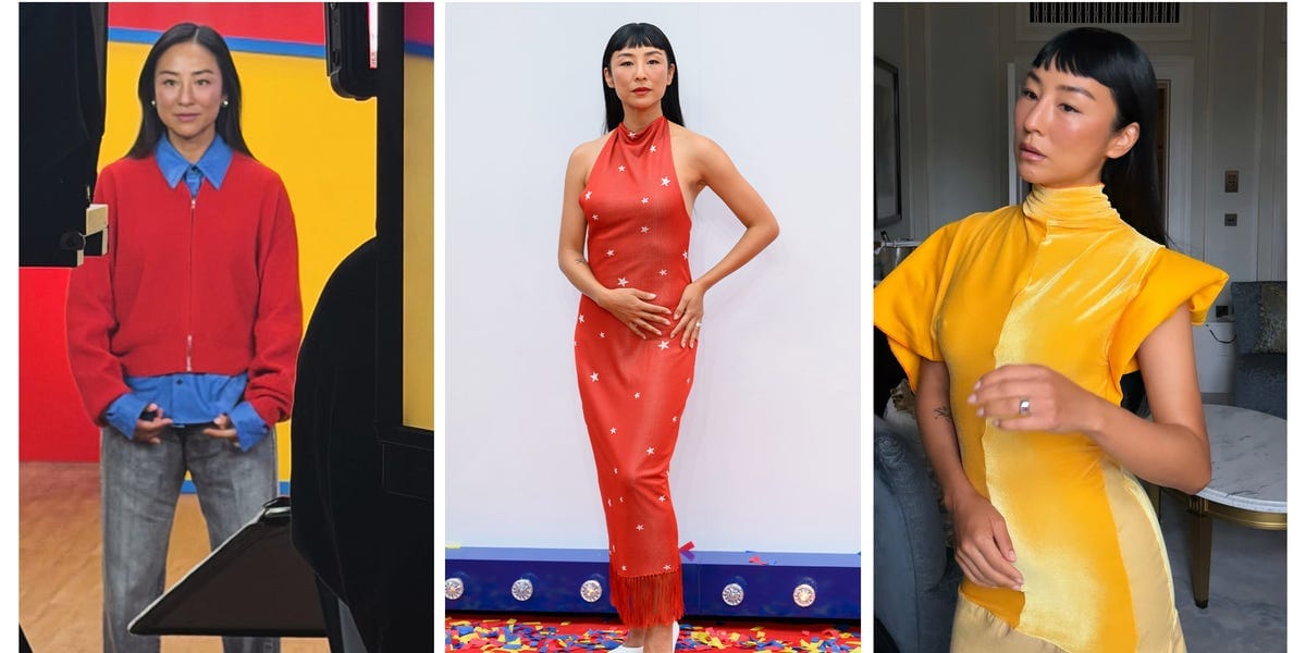 Greta Lee Begins Her <em>Toy Story 5 </em>Press Tour in a Red Fringe Dress From High Sport