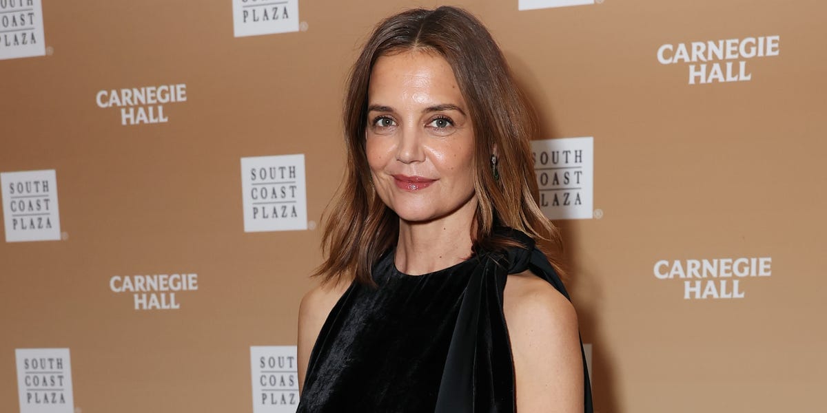 Katie Holmes Makes an All-Black Outfit So Fun With This Tassel Dress and Crystal-Studded Mules