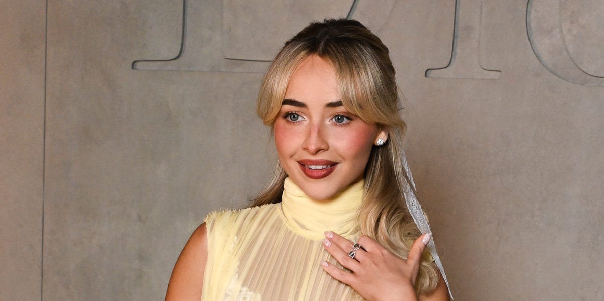 Sabrina Carpenter Gets All Dolled up for Dior in a Sheer Yellow Dress Covered in Flowers