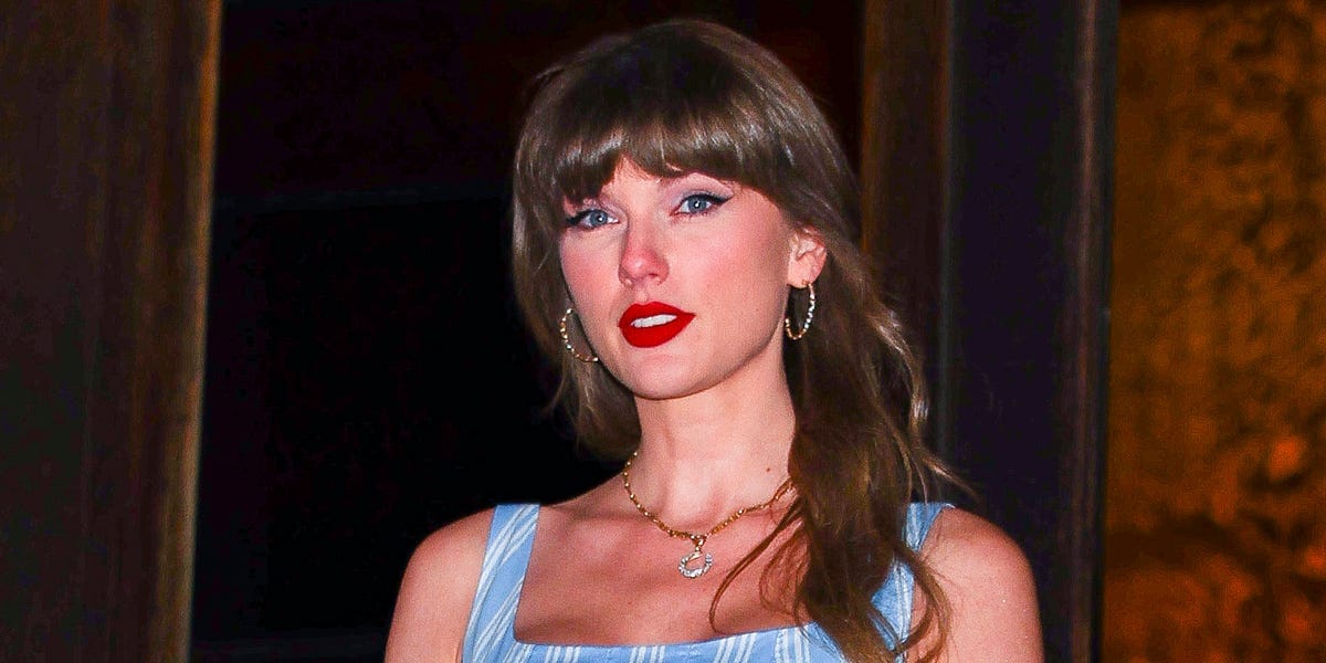 Taylor Swift’s Wedding-Guest Style Streak Continues With a Blue Zimmermann Midi Dress