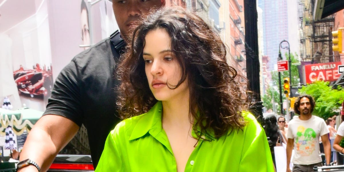 Rosalía Shakes Up Her NYC Style Streak With a Lime-Green Silk Button Down
