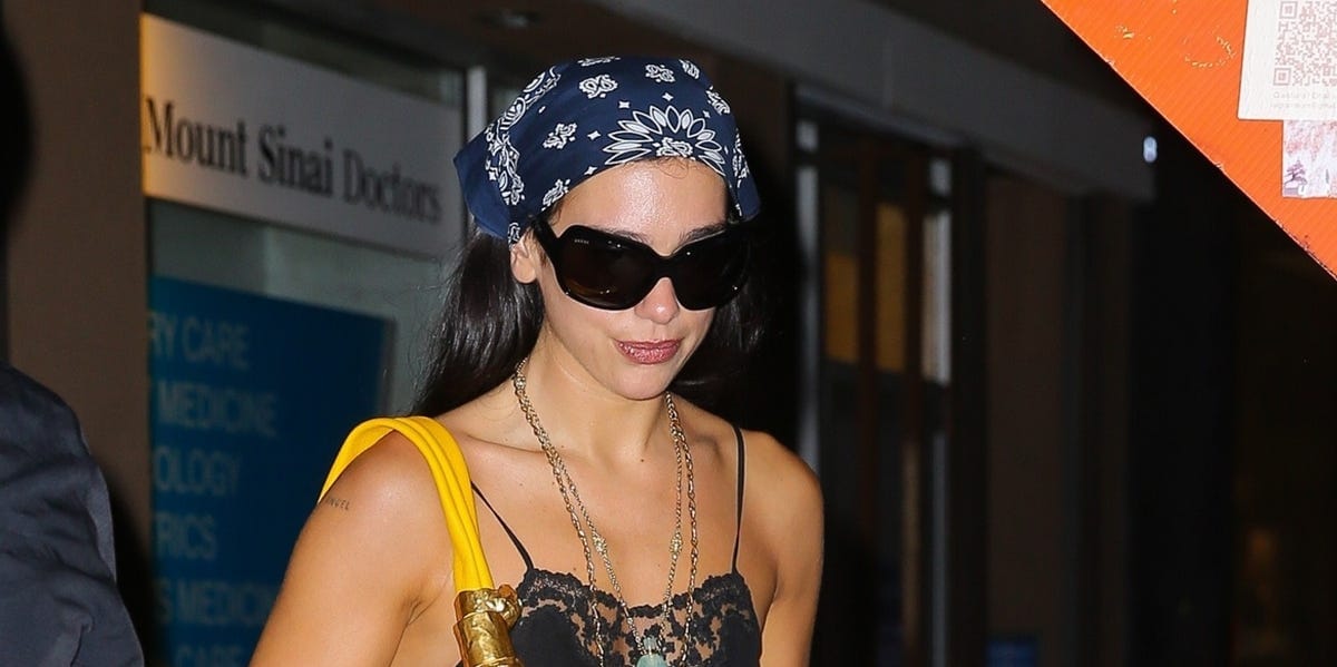 Dua Lipa Brings Her Favorite Bandana to the Studio With a Boho Biker Look