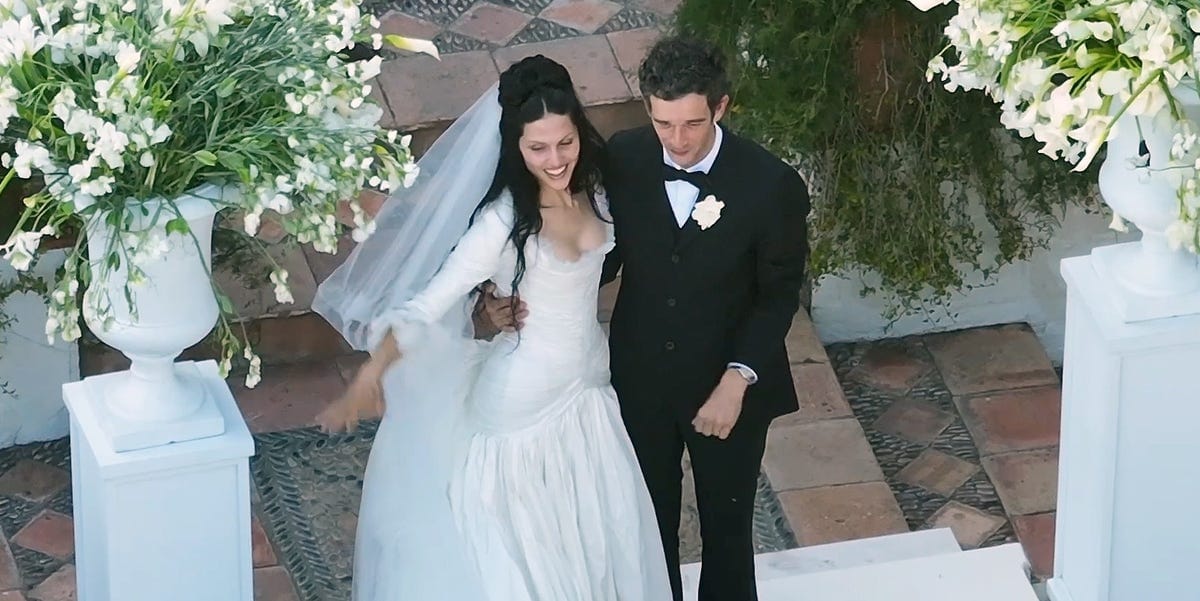 Gabbriette Marries Matty Healy in a Dramatic, Frayed Drop-Waist Gown