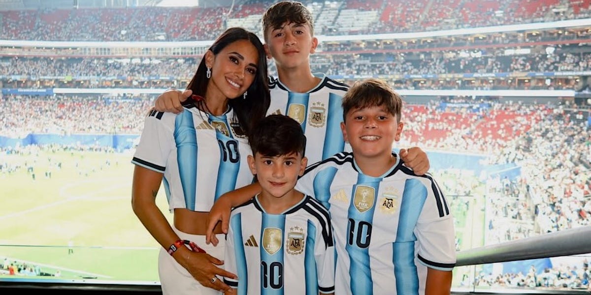 Messi’s Wife and Kids Wear His Argentina Jersey As They Celebrate His World Cup Semi-Finals Win
