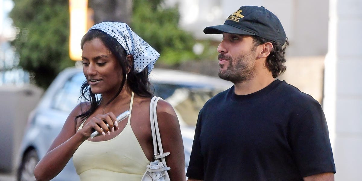 Simone Ashley Wears a Little Yellow Dress and a Polka-Dot Headscarf for a Date With a New Man