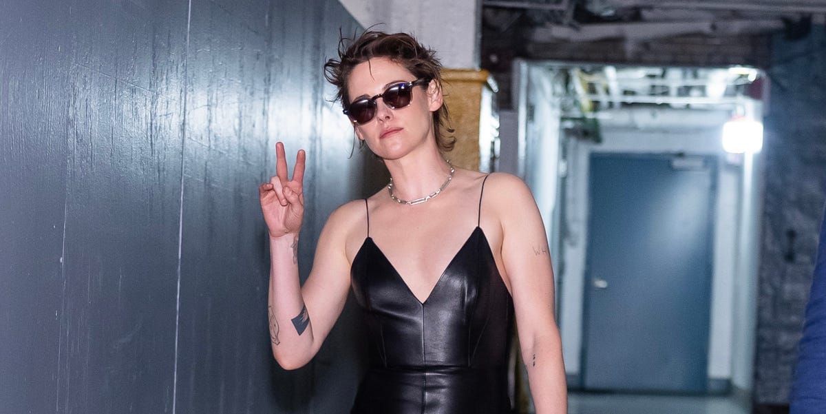 Kristen Stewart Dresses Down Her Leather Midi With Her New Favorite Sneakers