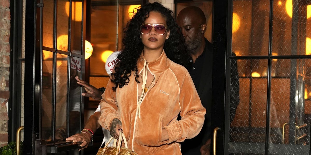 Rihanna Heads to Dinner in a Creamsicle Chloé Tracksuit