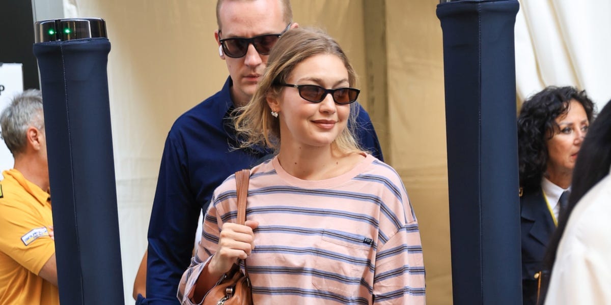 Gigi Hadid Leans Into Autumnal Dressing With a Cozy Prada Long-Sleeve and Chocolate Trousers