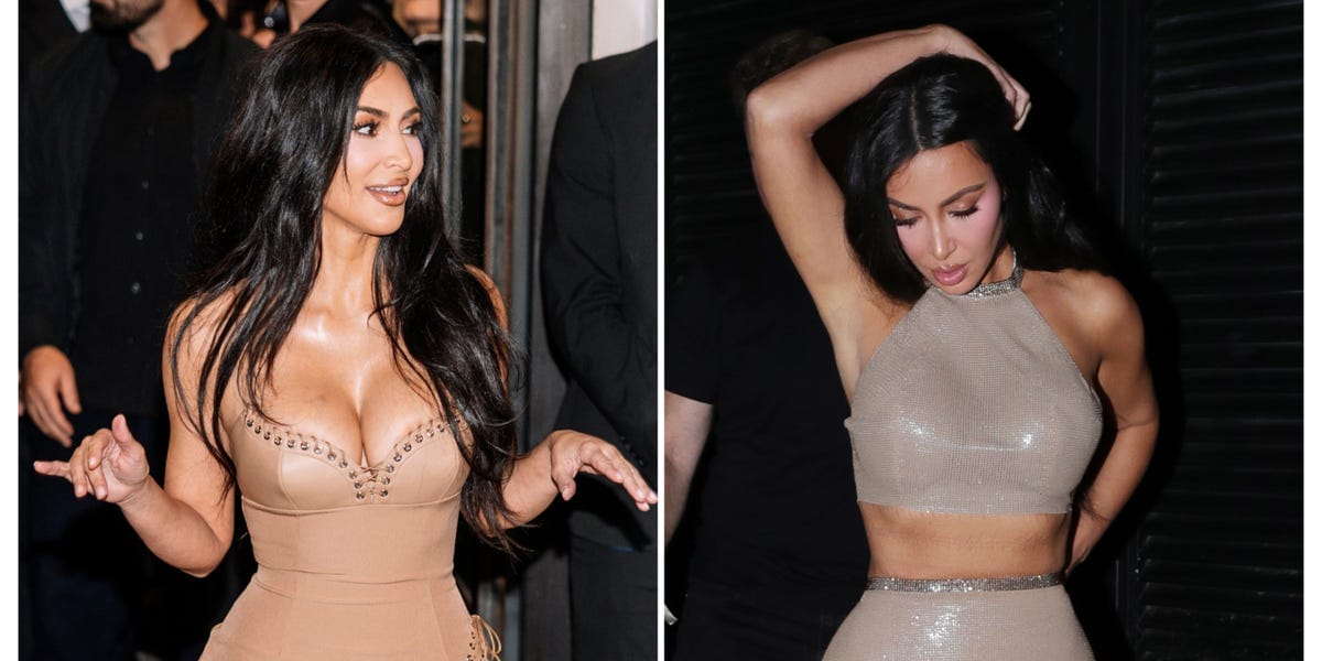 Kim Kardashian Celebrates Her Skims Opening With a Custom Leather Ludovic de Saint Sernin Gown