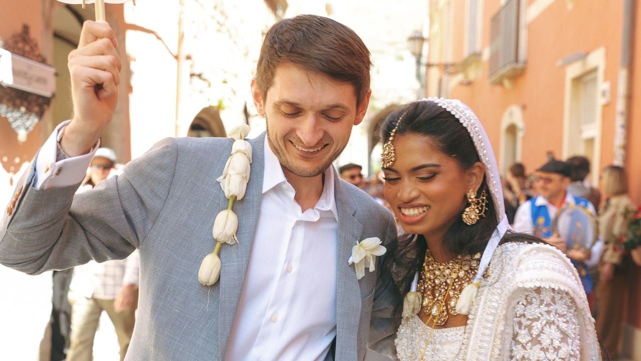 The Bride Wore a White Lehenga for Her India-Meets-Italy Wedding in a Sicilian Baroque Church