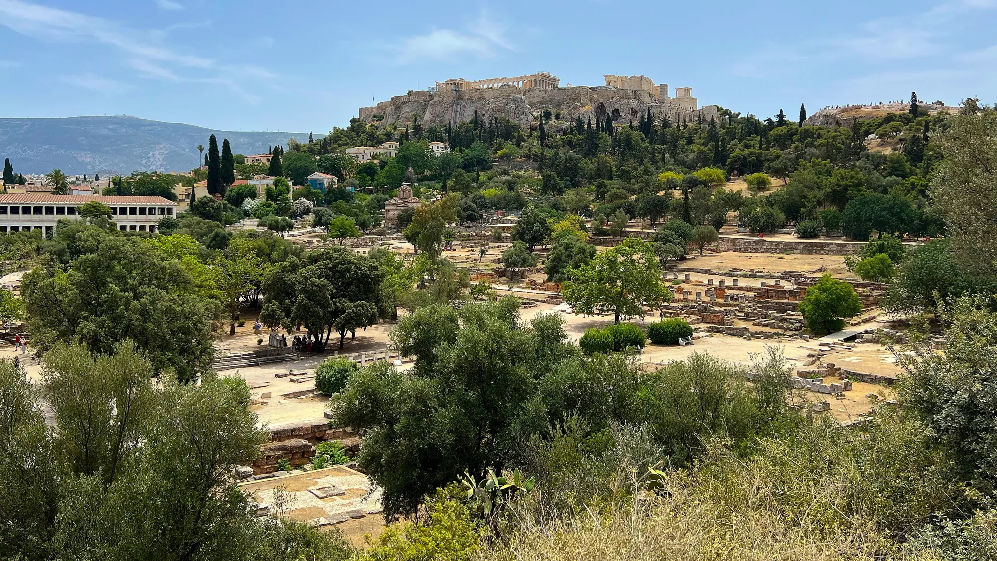 Archeological park overlooked by the Parthenon in the distance