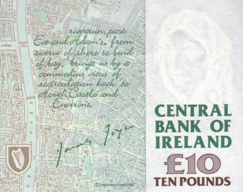I have perversely illustrated this Gist about UK politics with the back of an Irish ten pound note from the 1990s, showing Joyce's opening lines to Finnegan's wake