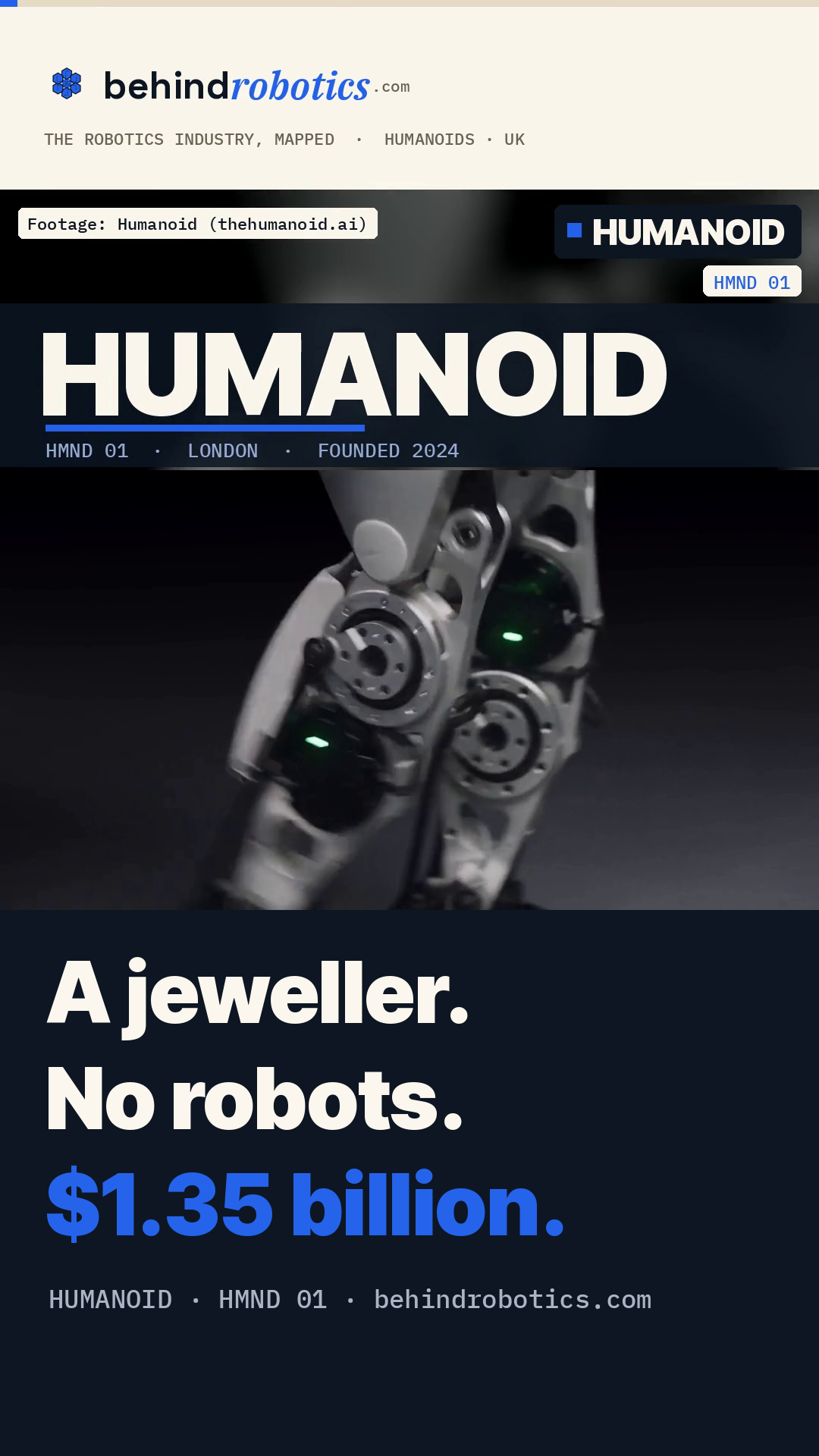 HMND 01 humanoid robot close-up — behindrobotics Short