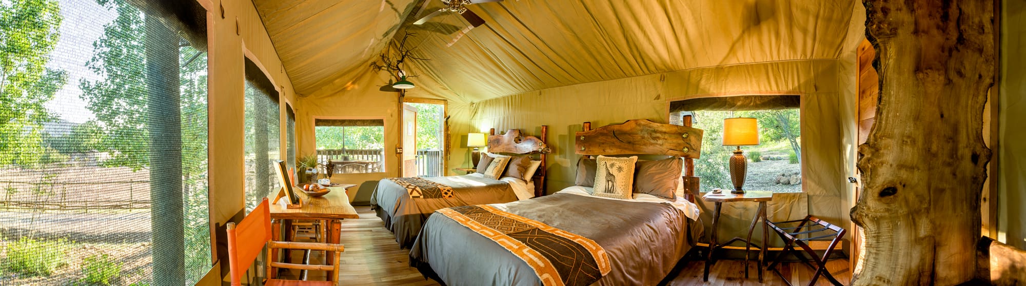 Glamping at Safari West in Sonoma County, California.