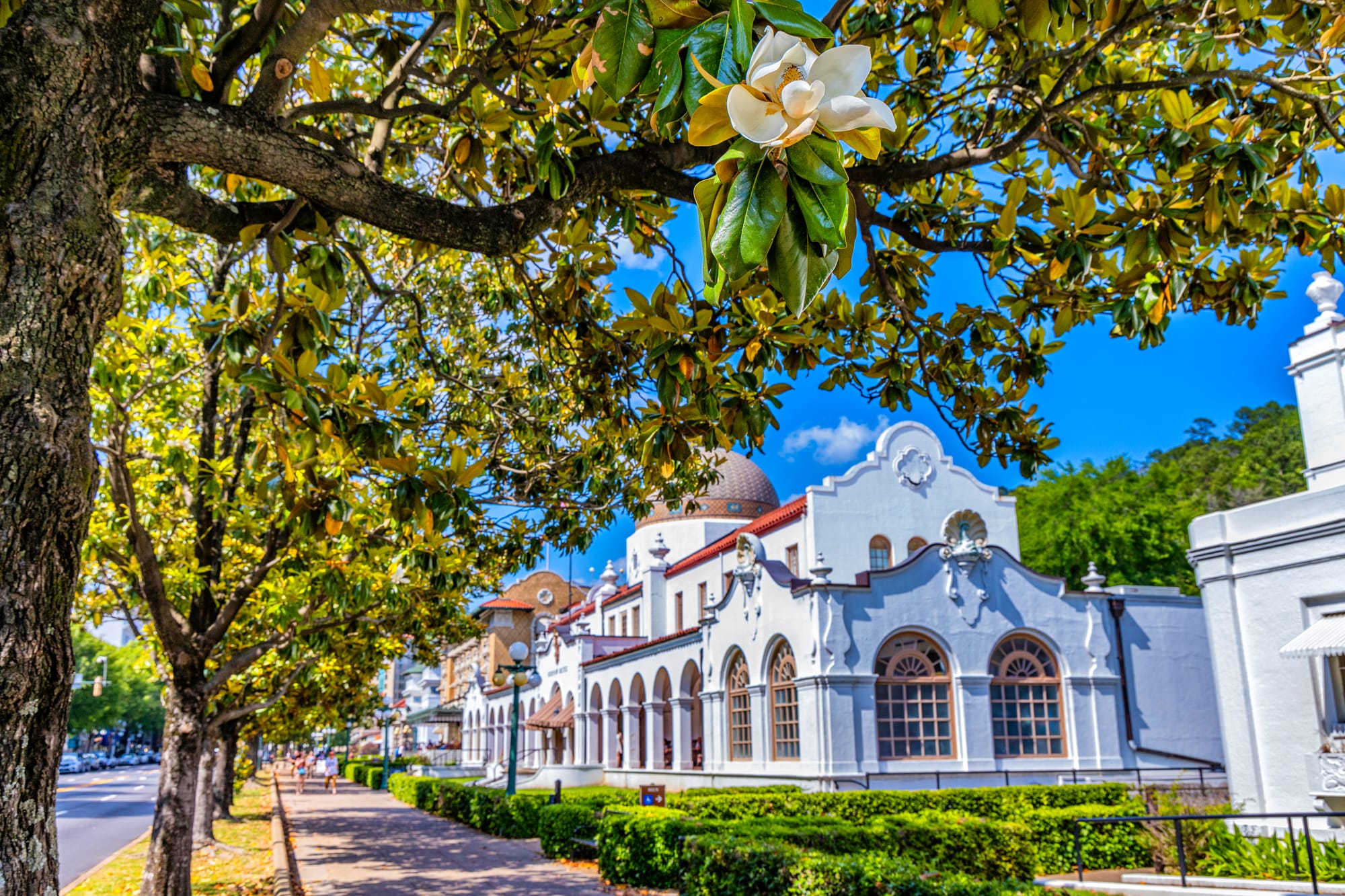 Bathhouse Row at Hot Springs National Park in Arkansas.