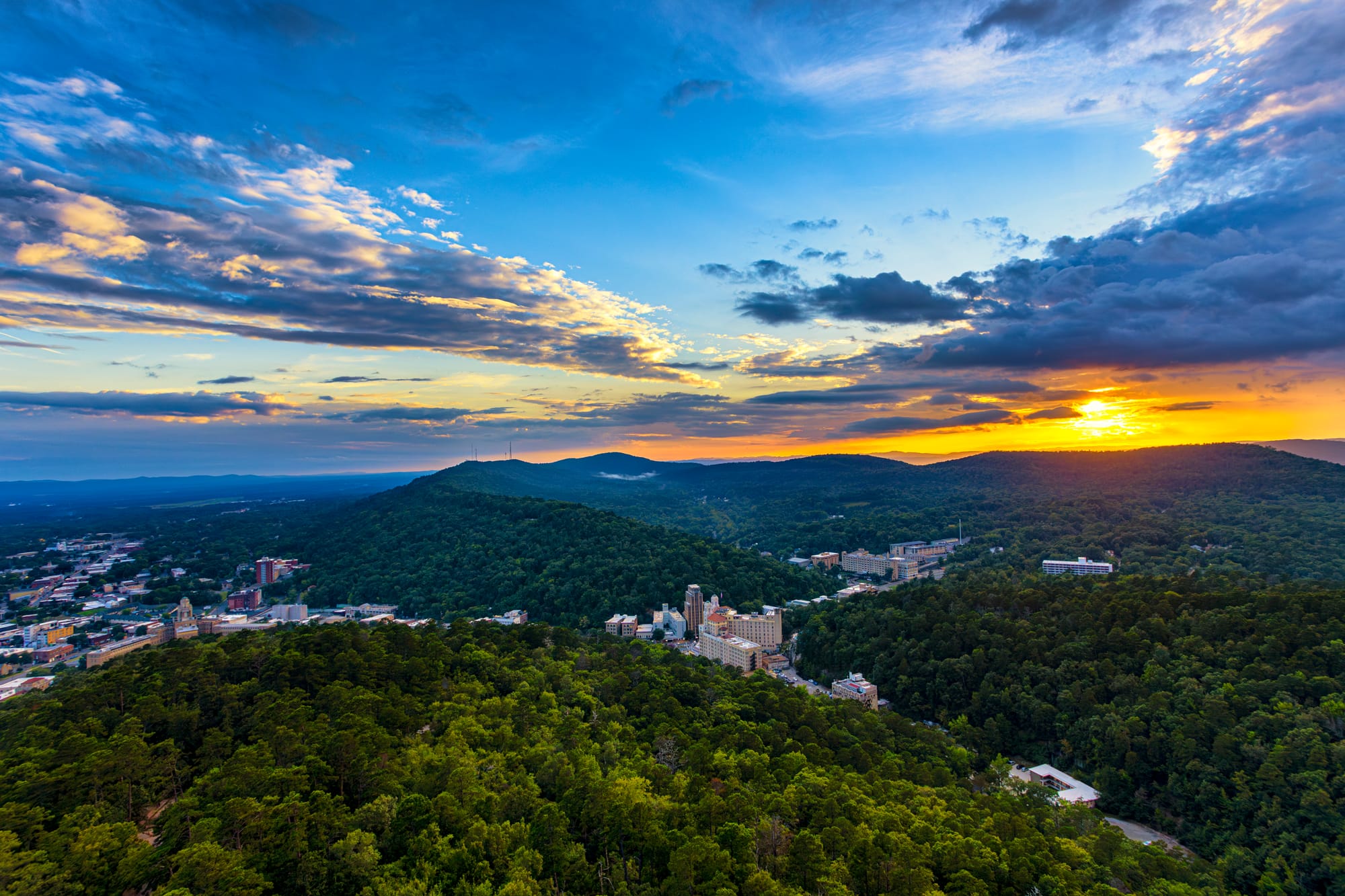 View from Mountain Tower in Hot Springs National Park in Arkansas.