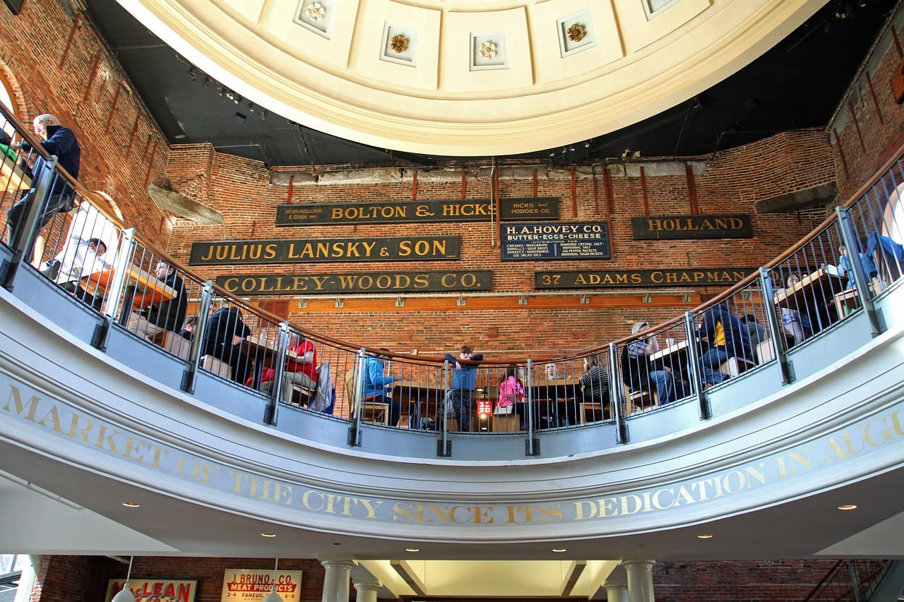 The Quincy Market in Boston, Massachusetts.