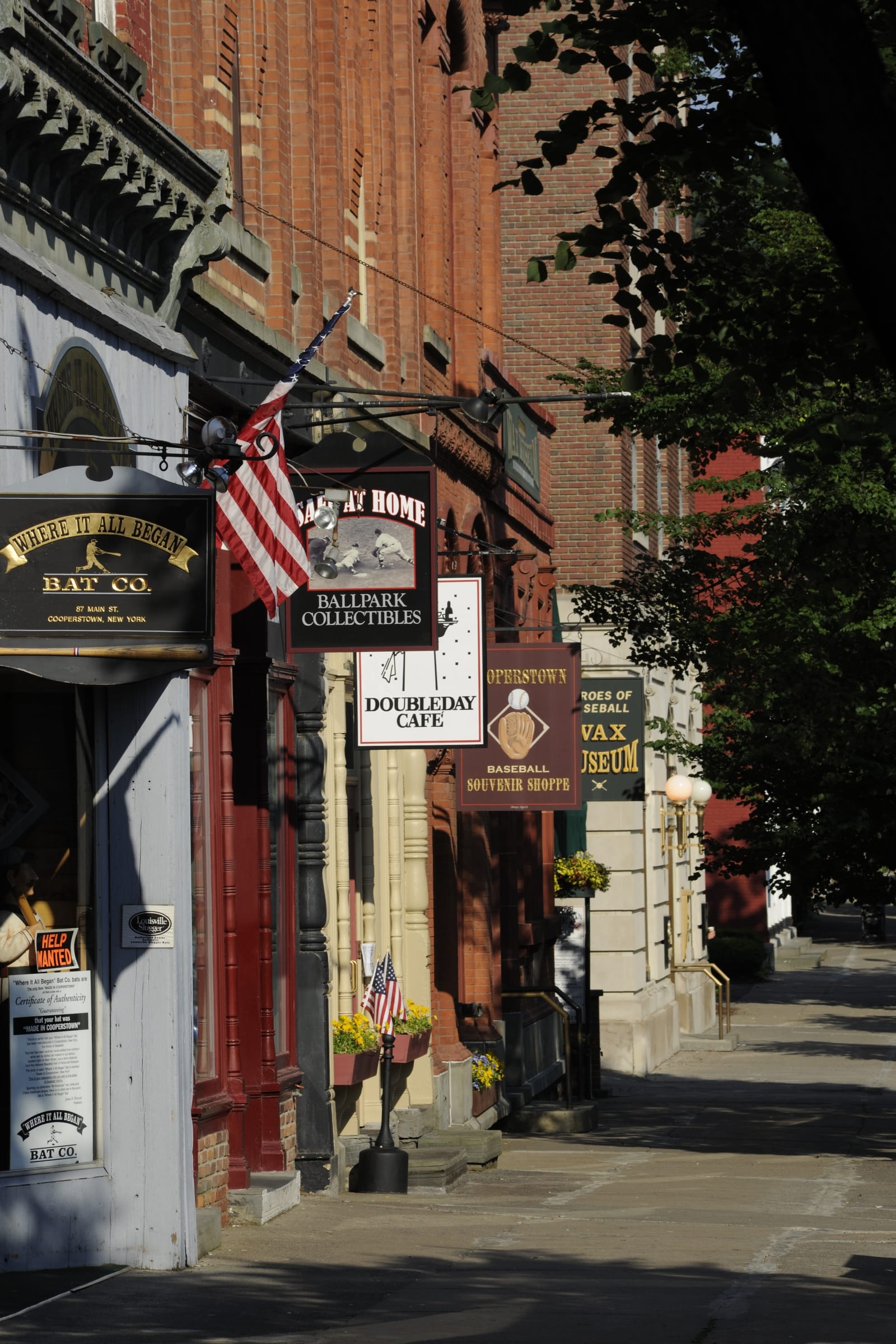 Main Street shops in Cooperstown, NY