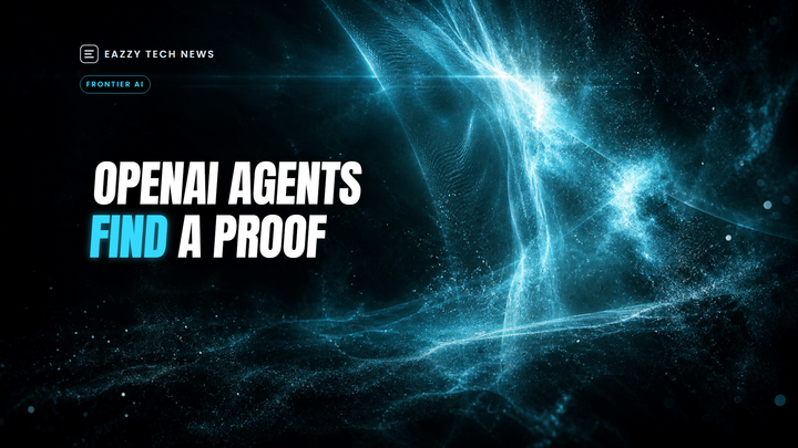 Dark abstract field of cyan volumetric light with the words OpenAI Agents Find A Proof.