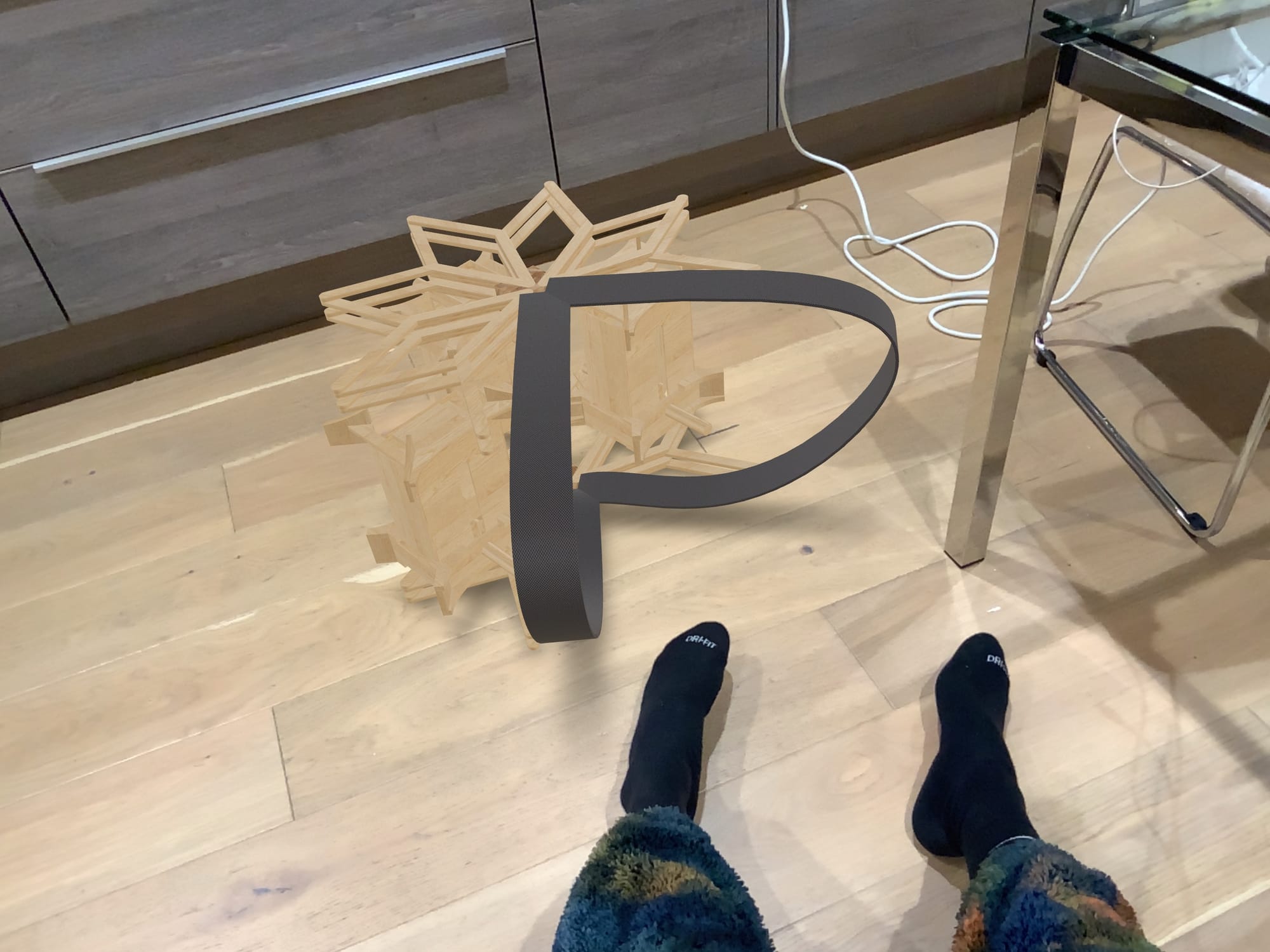 AR visualisation of backpack mode.