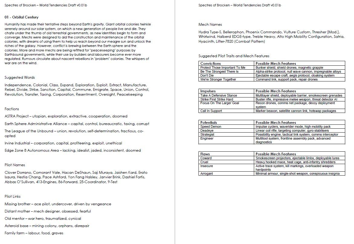 A preview of what a World Tendency spread looks like.