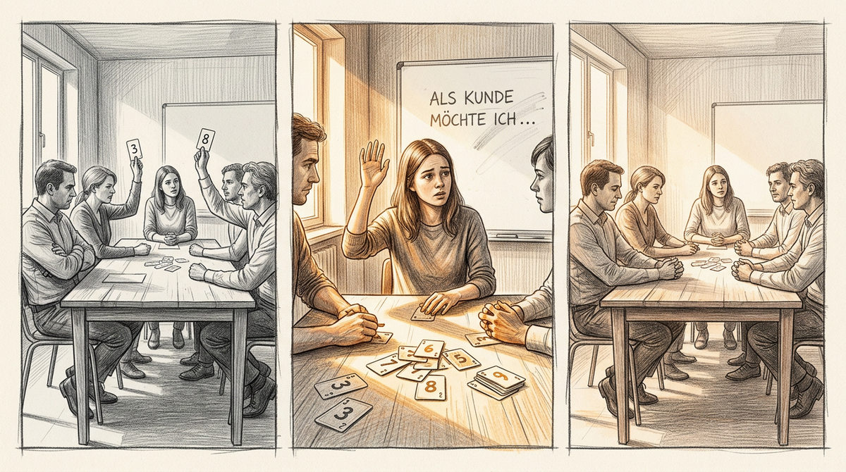 Eine Planning Poker Sequenz