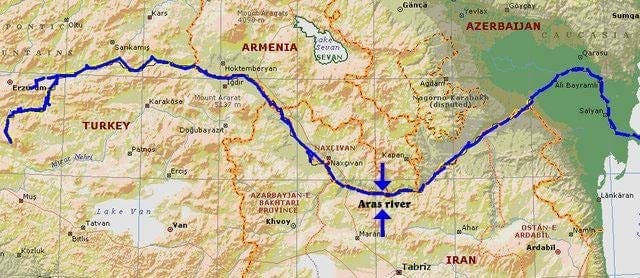 Map of the Aras River Border (Heidari, 2011: 430) | Download Scientific Diagram