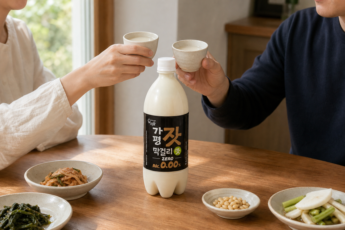가평잣막걸리맛제로0.00 담백한 식사와 즐기는 무알코올 한 잔