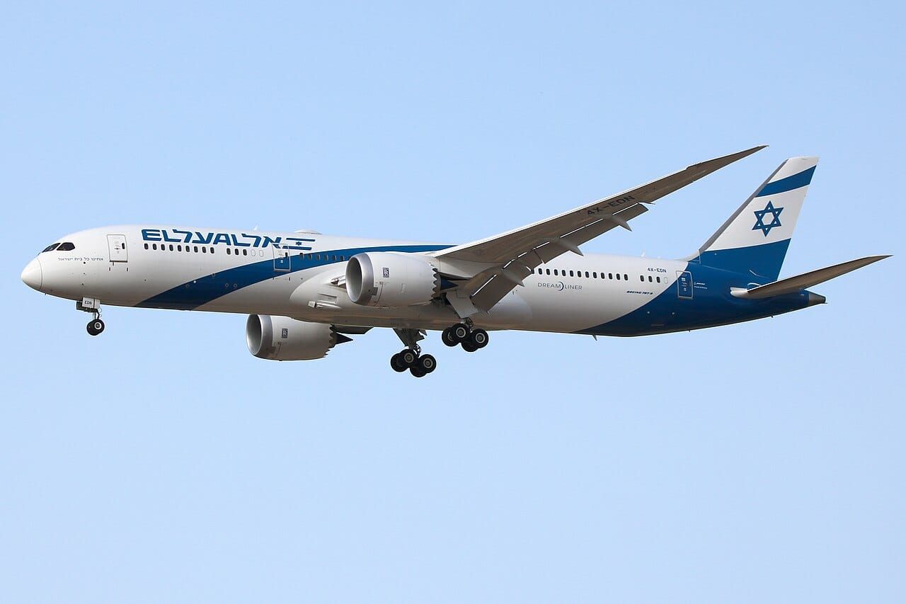 A photo of an El Al plane in flight