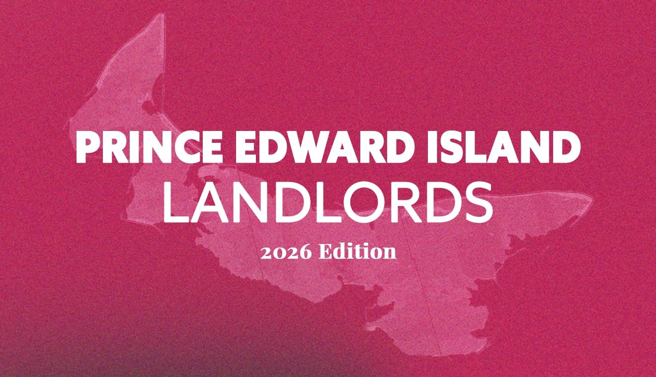 "Prince Edward Island Landlords 2026 Edition" on a map of the province