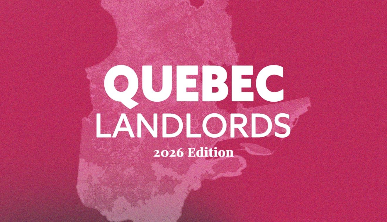 "Quebec Landlords 2026 Edition" on a map of the province