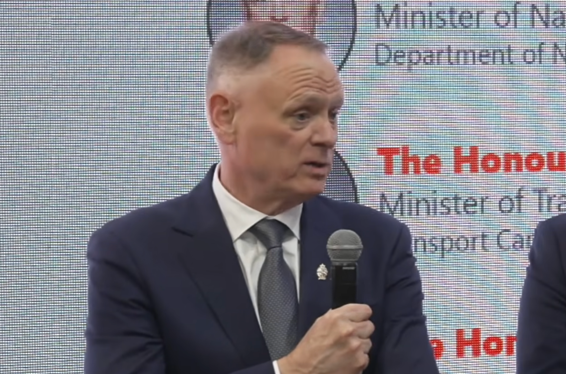 Defence Minister David McGuinty speaking at the Farnborough International Airshow.