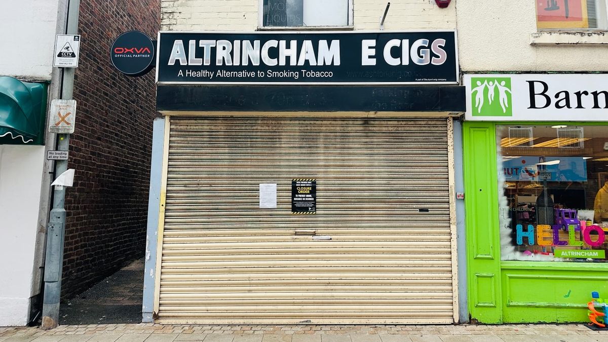 Altrincham e-cigarette shop ordered to close after concerns about "offensive or criminal behaviour" Altrincham e-cigarette shop ordered to close after concerns about "offensive or criminal behaviour"