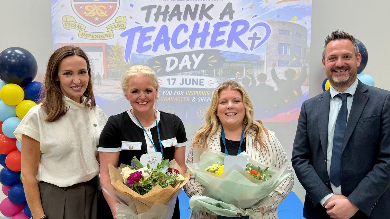 BBC star visits St Ambrose College as two teachers scoop national awards