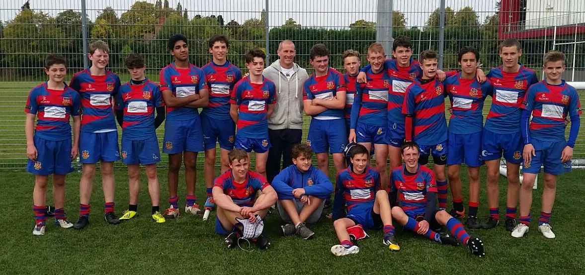 England coach Stuart Lancaster takes time out from World Cup camp to watch St Ambrose under-15s beat son’s team