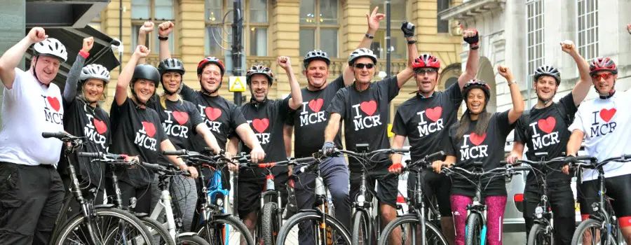 Altrincham stages conclusion to e-bike ride for WeLoveMCR charity