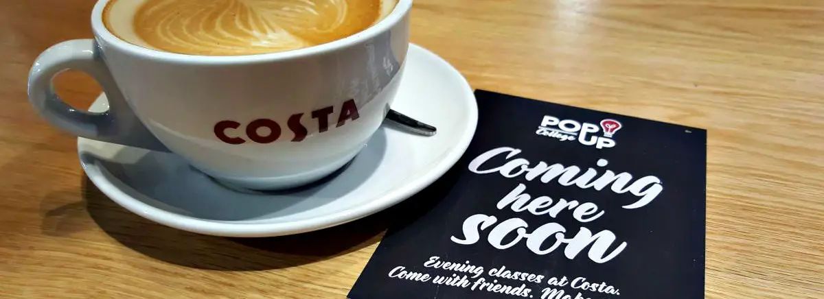 Trafford College evening classes offered at Costa Coffee in Timperley and Altrincham