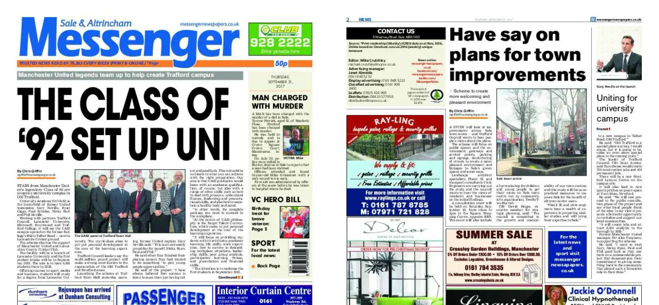 Newsquest to merge Sale and Altrincham Messenger with Stretford and Urmston edition