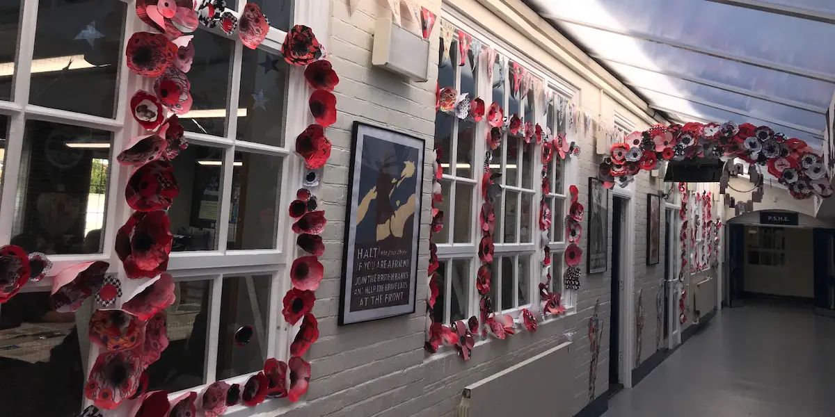 Wellington School marks Armistice Centenary with corridor full of remembrance artwork